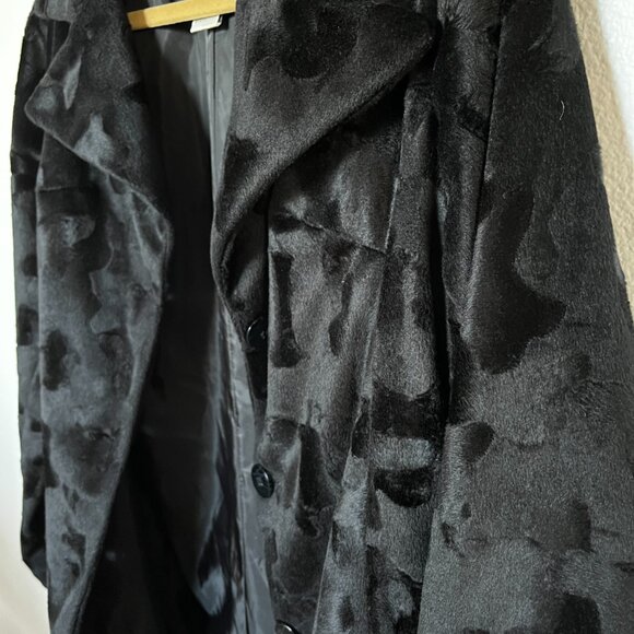 Vintage 90s Black Marbled Jacket - Faux Fur/Velvet -  Size M - worn once - Picture 6 of 6